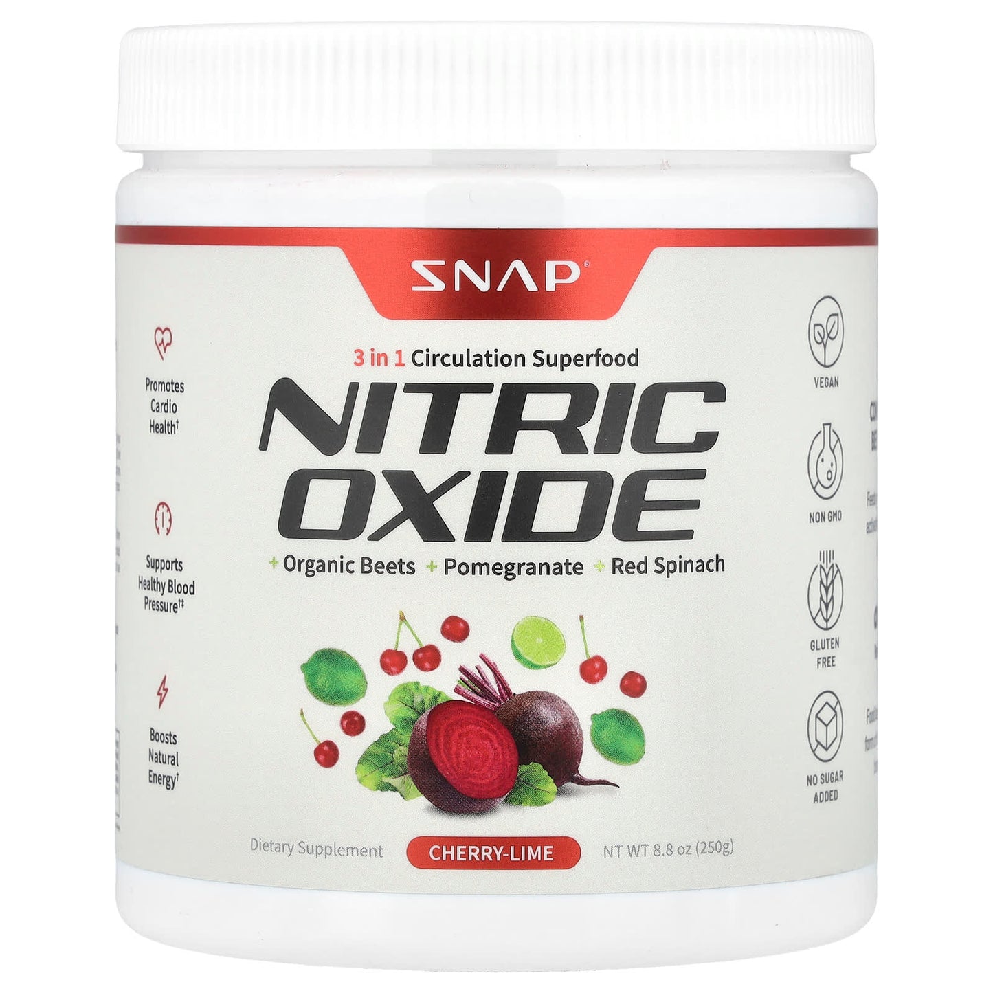 Snap Supplements, Nitric Oxide, Cherry-Lime, 8.8 oz (250 g) - Image 1