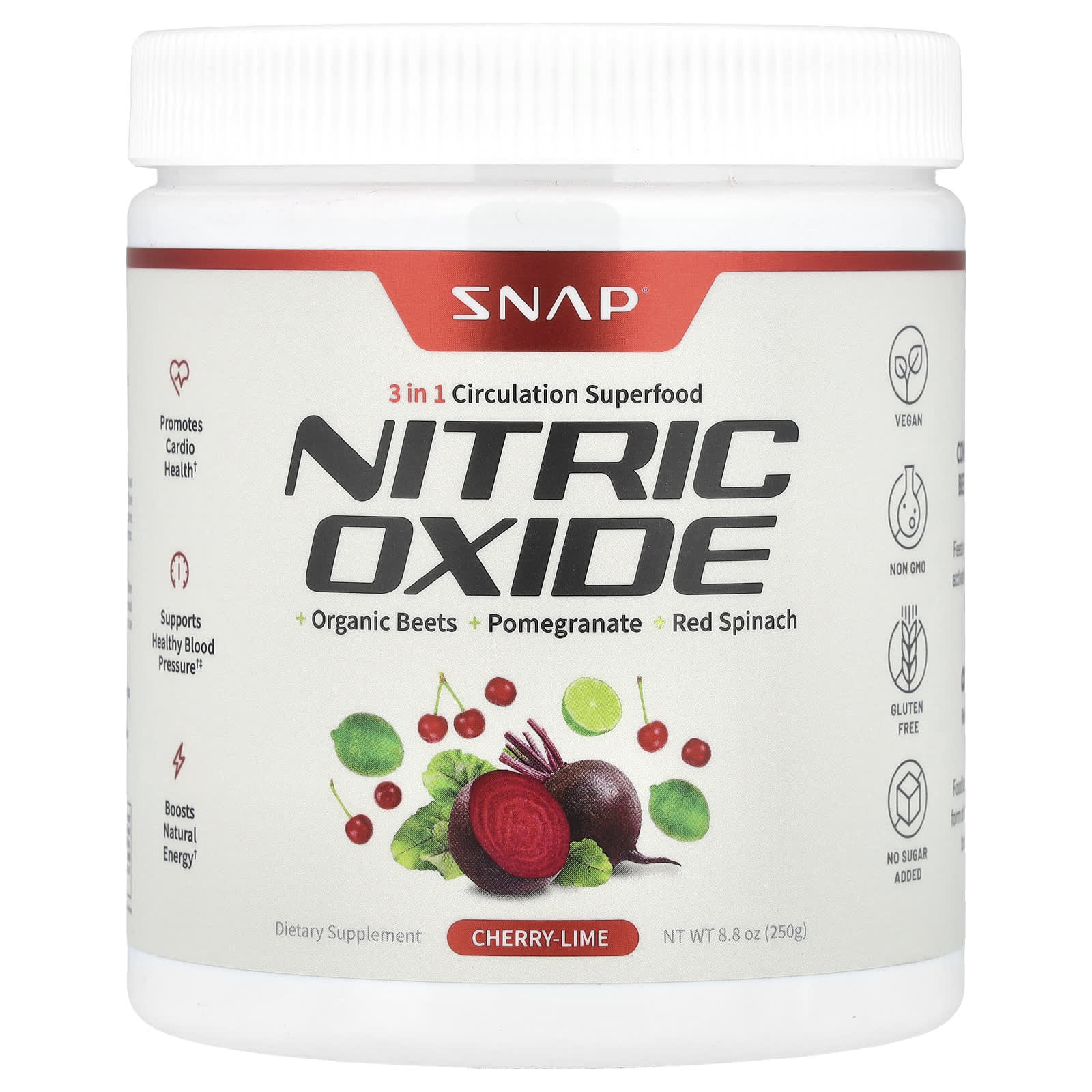 Snap Supplements, Nitric Oxide, Cherry-Lime, 8.8 oz (250 g) - Image 1