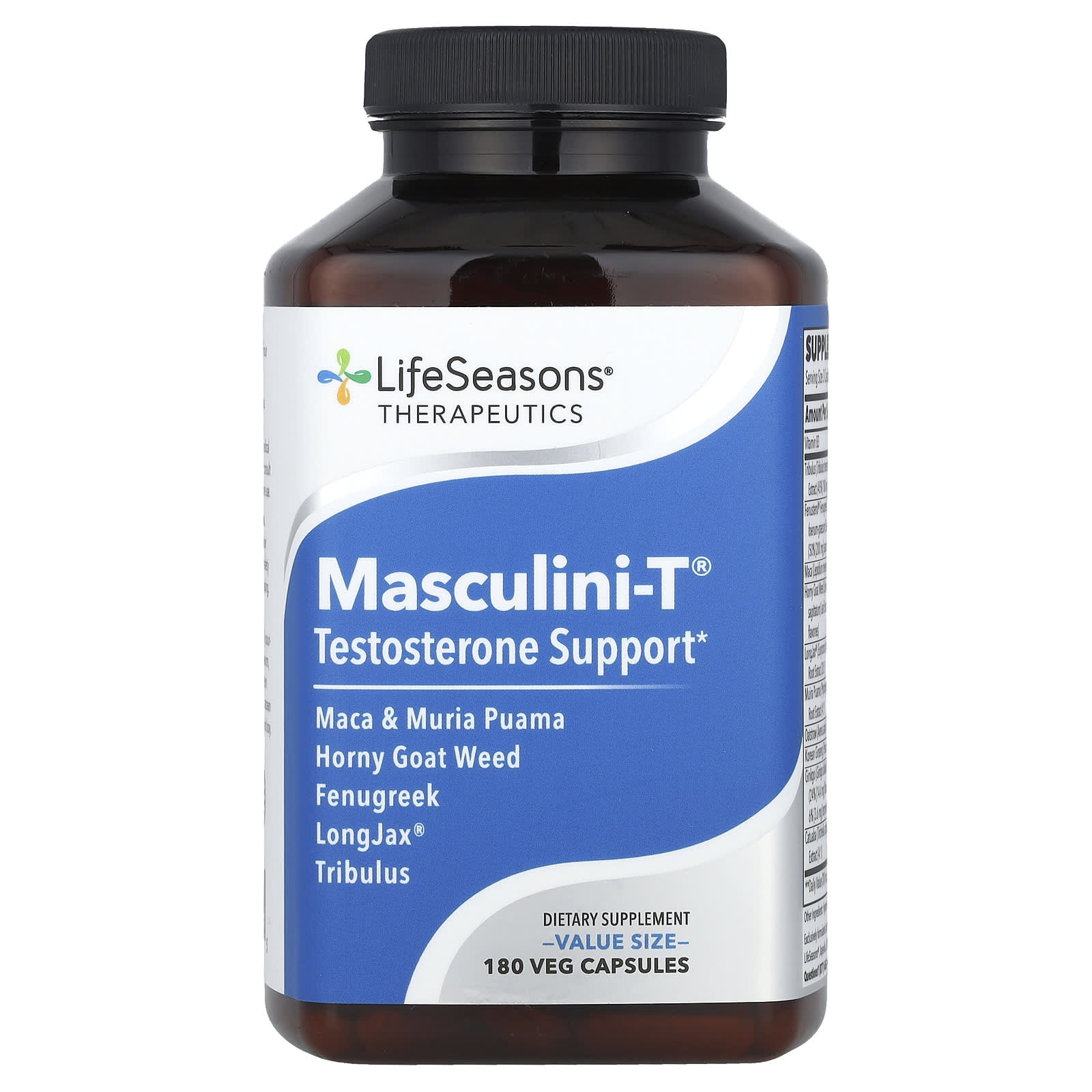 LifeSeasons, Therapeutics, Masculini-T®, Testosterone Support, 180 Veg Capsules - Image 1