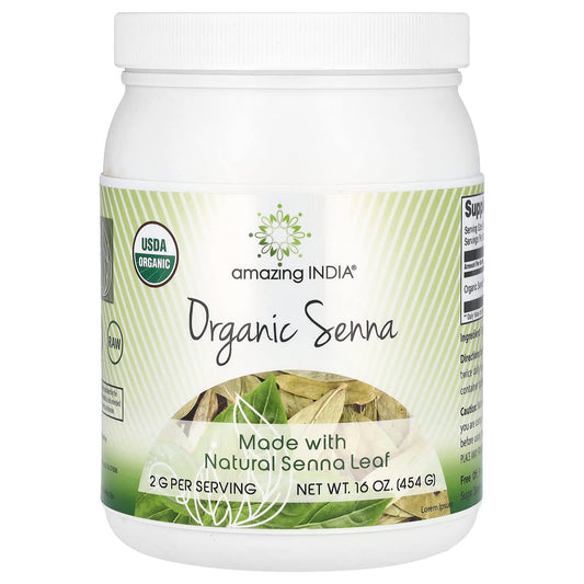 USDA Organic Senna Leaf Powder by Amazing India, 16 oz (454 g) - Image 1