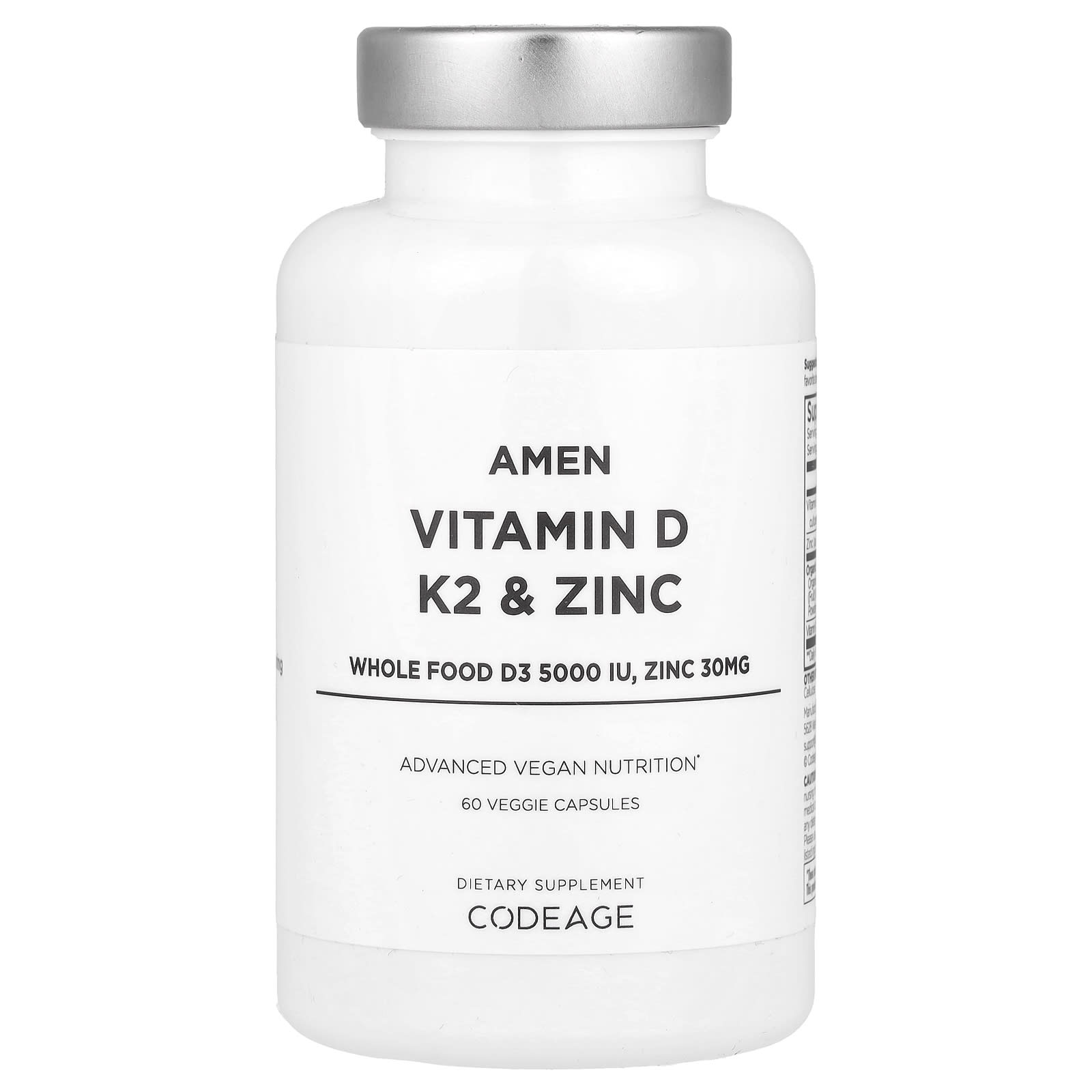 CodeAge Vitamin D, K2 & Zinc Supplement - Immunity & Bone Health - Image 1