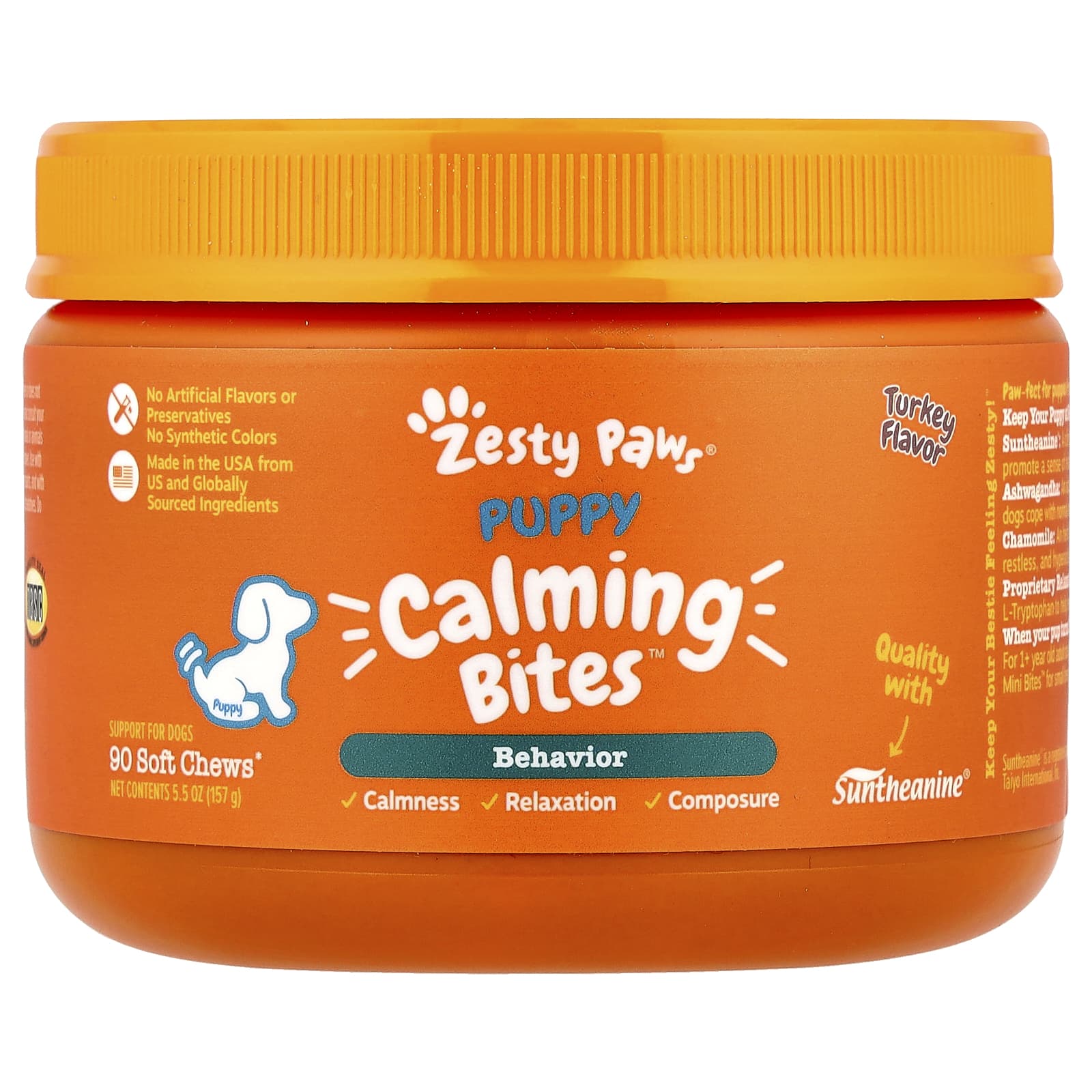 Zesty Paws, Puppy Calming Bites™, For Dogs, Turkey, 90 Soft Chews, 5.5 oz (157 g) - Image 1