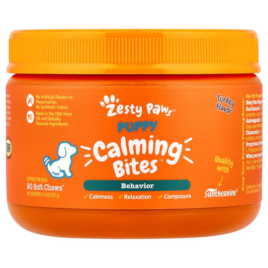 Zesty Paws, Puppy Calming Bites™, For Dogs, Turkey, 90 Soft Chews, 5.5 oz (157 g) - Image 1