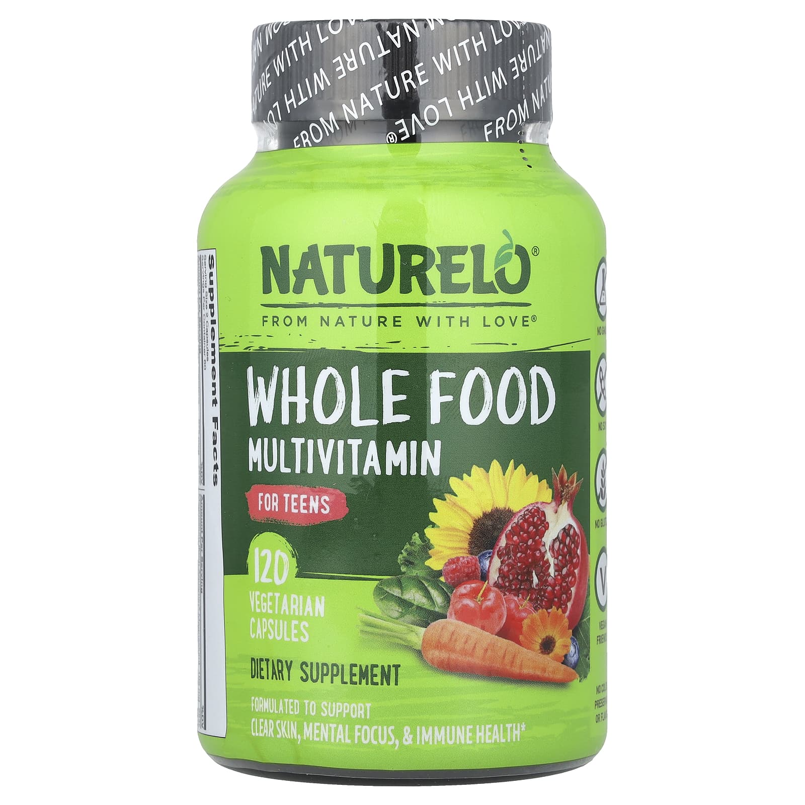 NATURELO, Whole Food Multivitamin, For Teens, 120 Vegetarian Capsules - Image 1