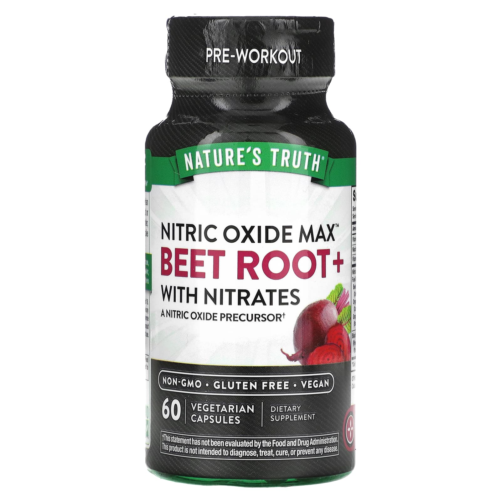 Nature's Truth, Nitric Oxide, Beet Root+ with Nitrates, 60 Vegetarian Capsules - Image 1