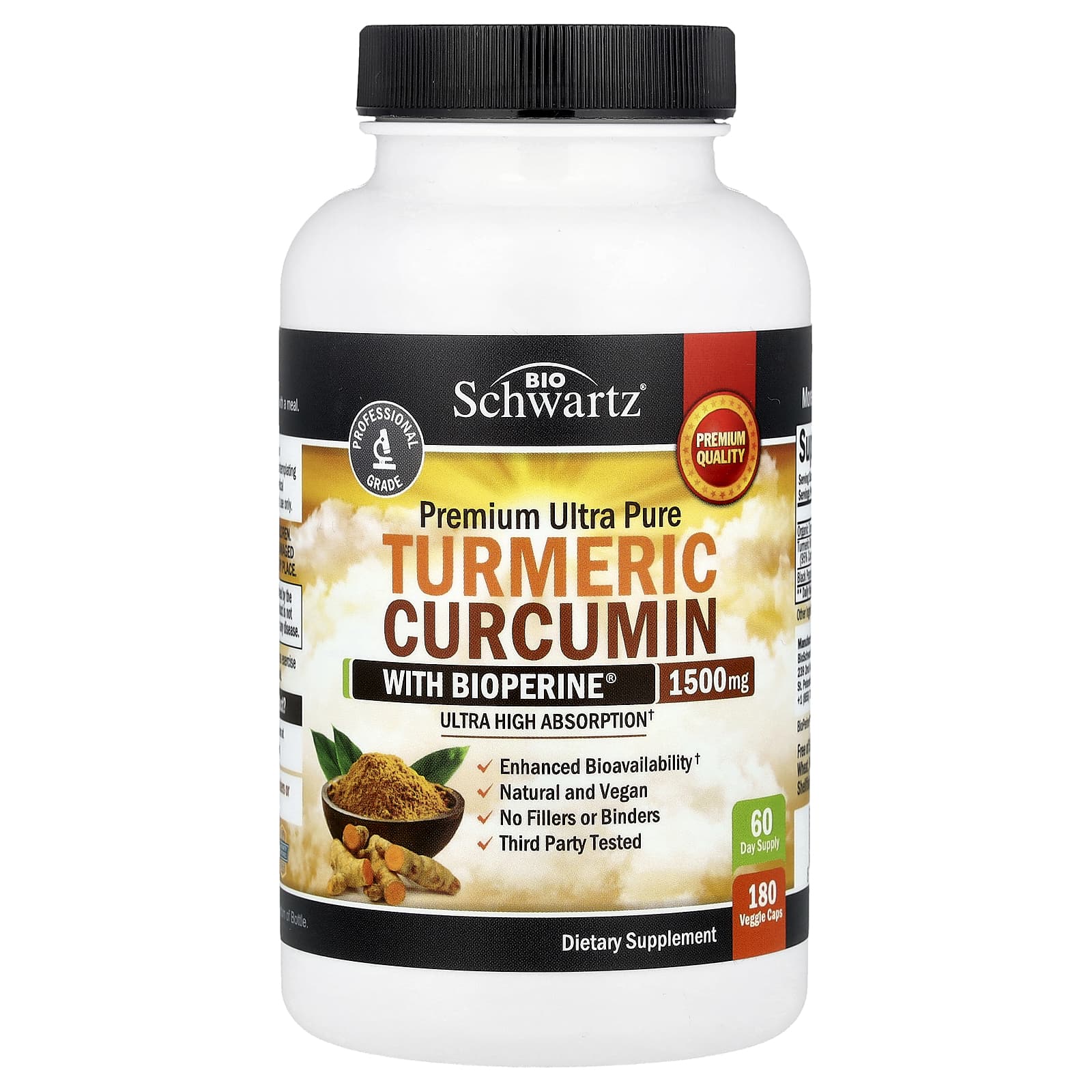 Turmeric Curcumin with Bioperine - Ultra Pure Supplement by BioSchwartz - Image 1