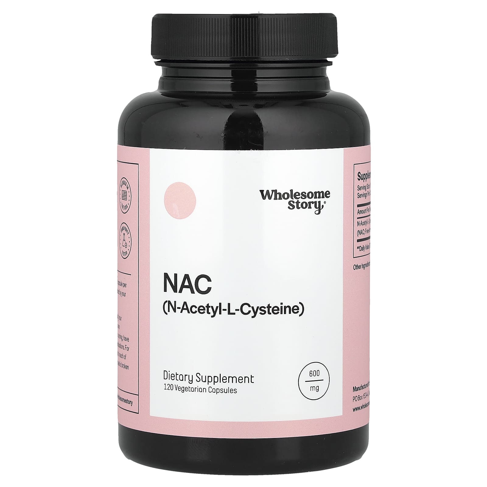 Wholesome Story, NAC, 120 Vegetarian Capsules (600 mg per Capsule) - Image 1