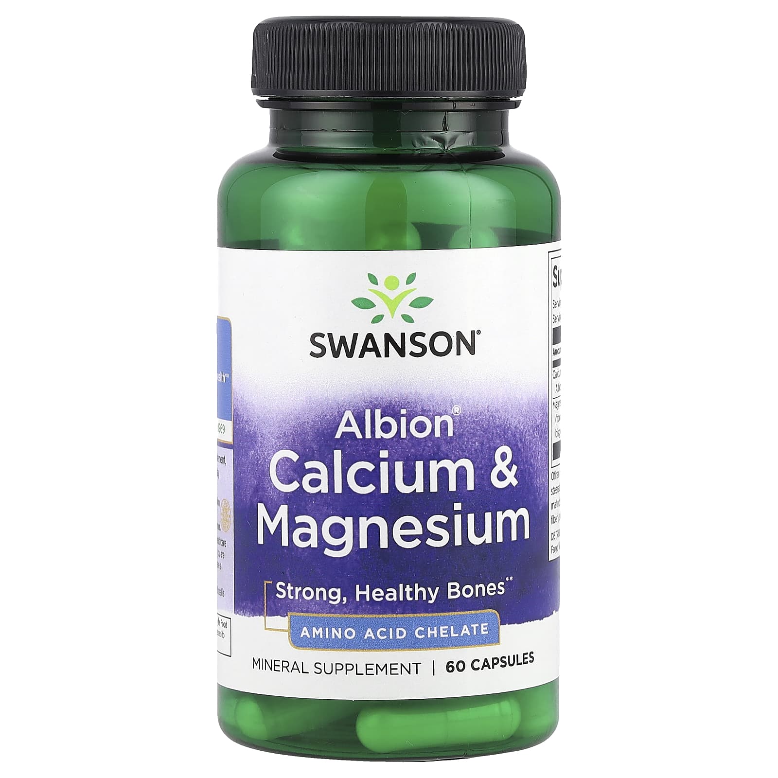 Swanson, Albion® Calcium & Magnesium, 60 Capsules - Image 1
