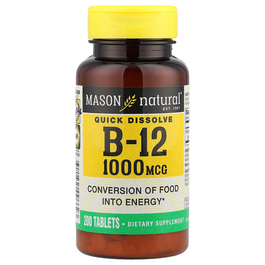 Mason Natural, Vitamin B-12, Quick Dissolve, 1,000 mcg, 200 Tablets - Image 1