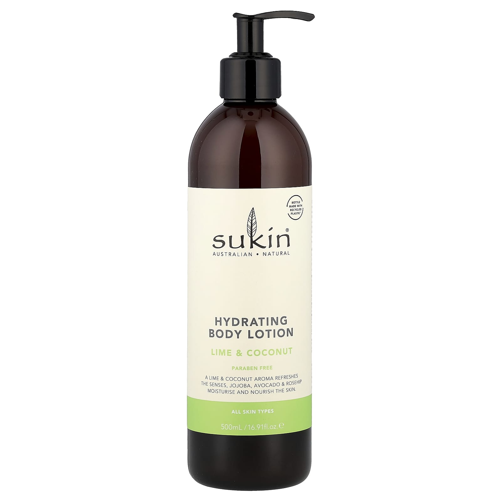 Sukin, Hydrating Body Lotion, All Skin Types, Lime & Coconut, 16.91 fl oz (500 ml) - Image 1