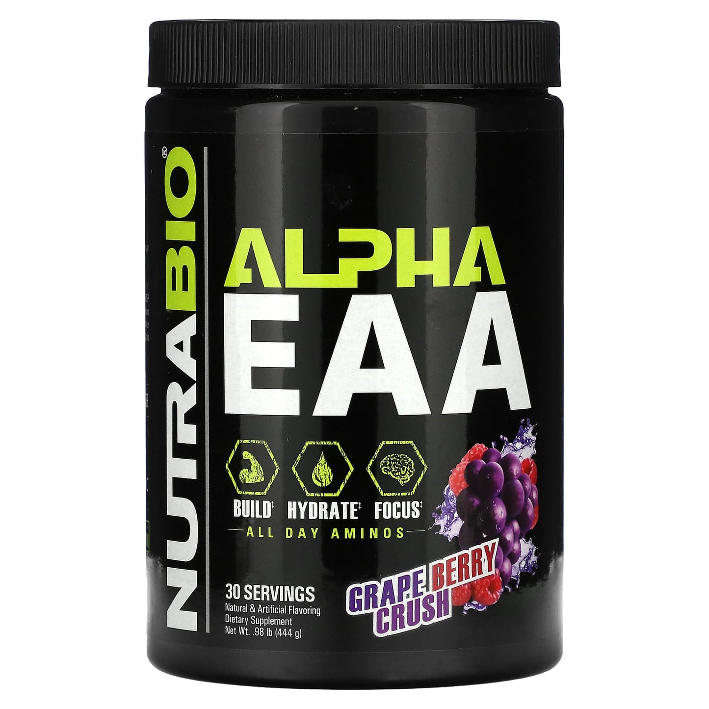 NutraBio, Alpha EAA, Grape Berry Crush, 0.98 lb (444 g) - Image 1