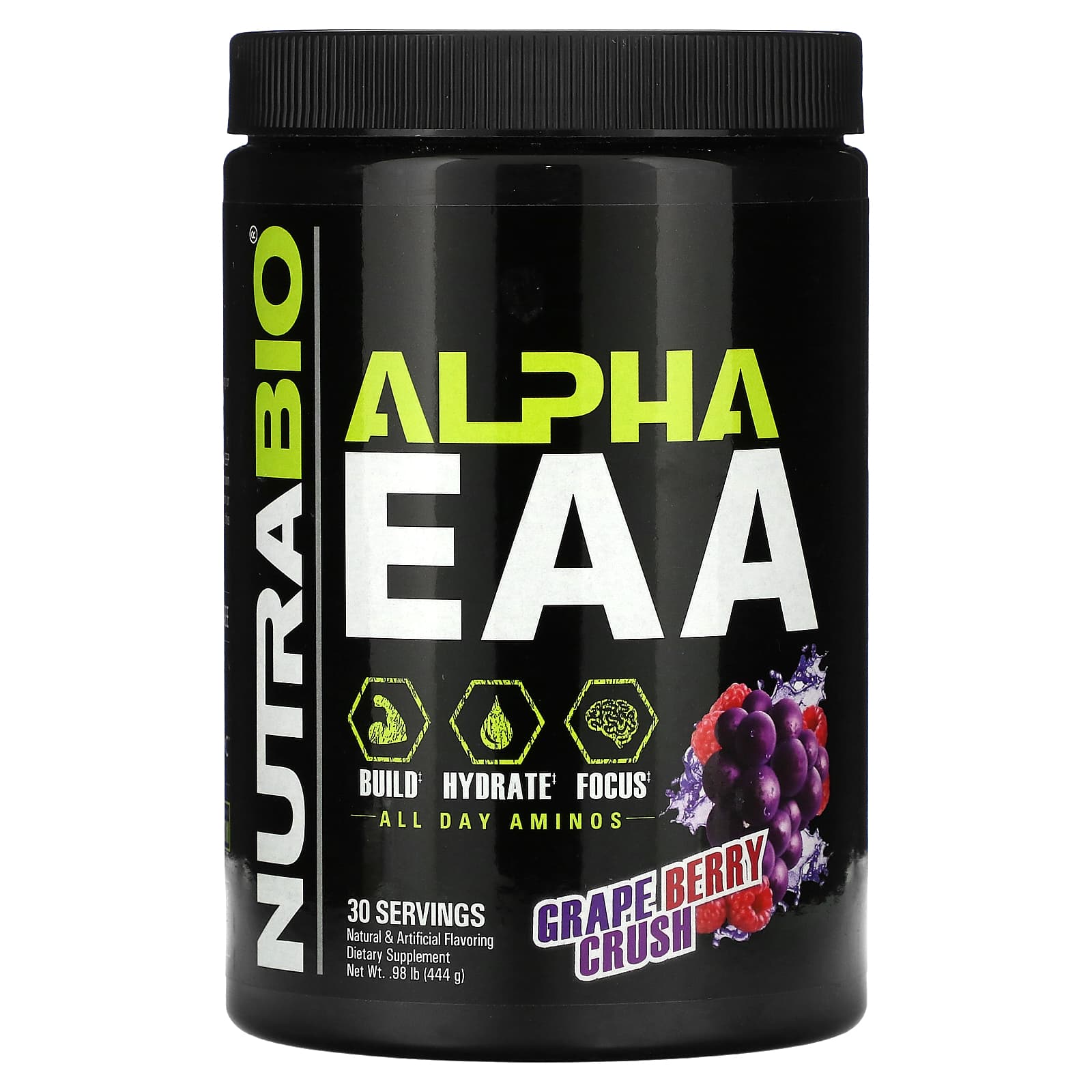 NutraBio, Alpha EAA, Grape Berry Crush, 0.98 lb (444 g) - Image 1