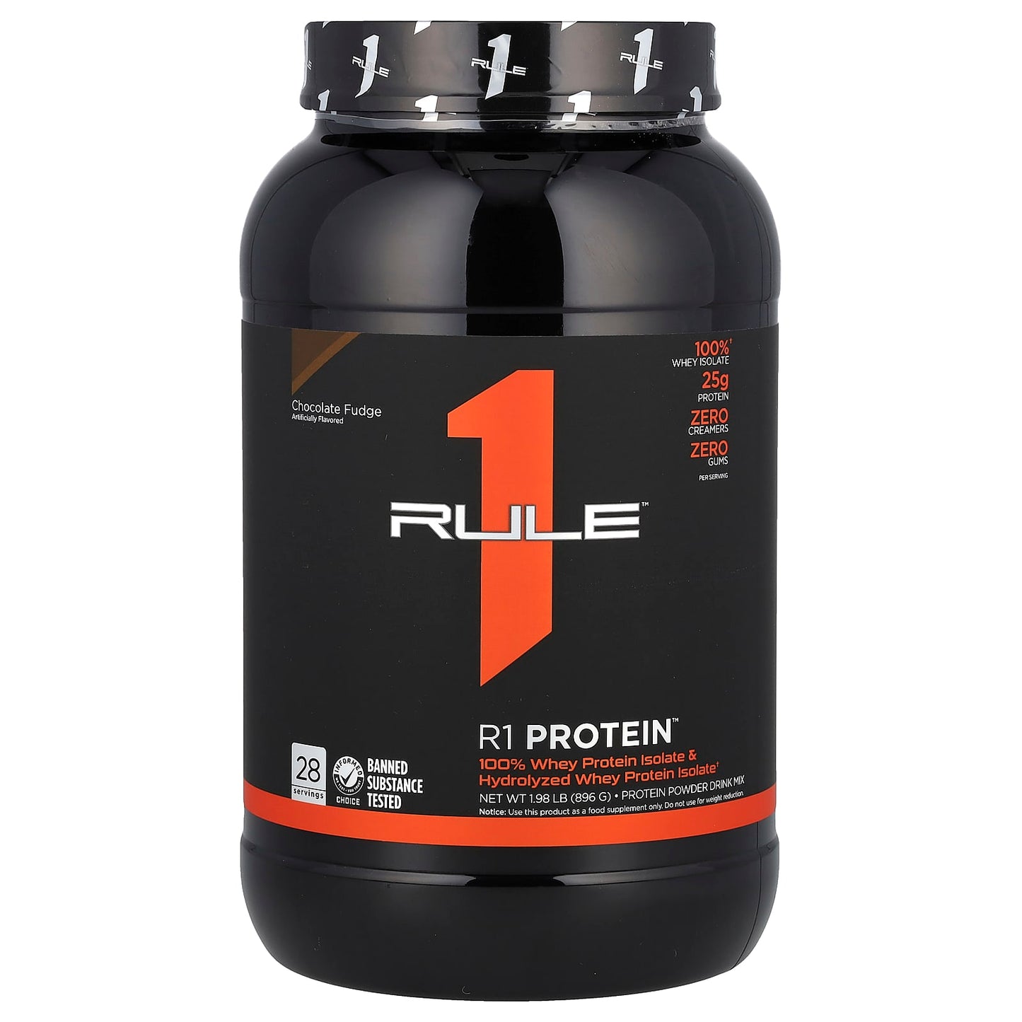 Rule One Proteins, R1 Protein Powder Drink Mix, Chocolate Fudge, 1.98 lb (896 g) - Image 1