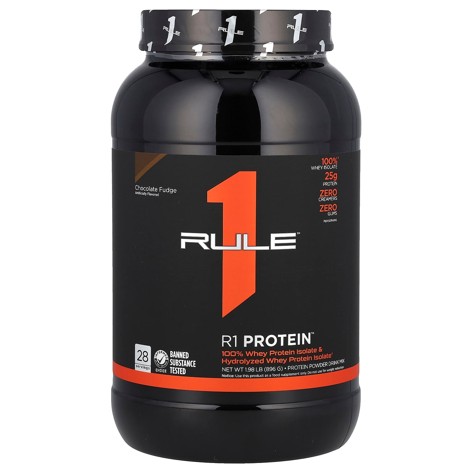 Rule One Proteins, R1 Protein Powder Drink Mix, Chocolate Fudge, 1.98 lb (896 g) - Image 1