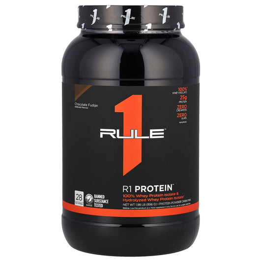 Rule One Proteins, R1 Protein Powder Drink Mix, Chocolate Fudge, 1.98 lb (896 g) - Image 1