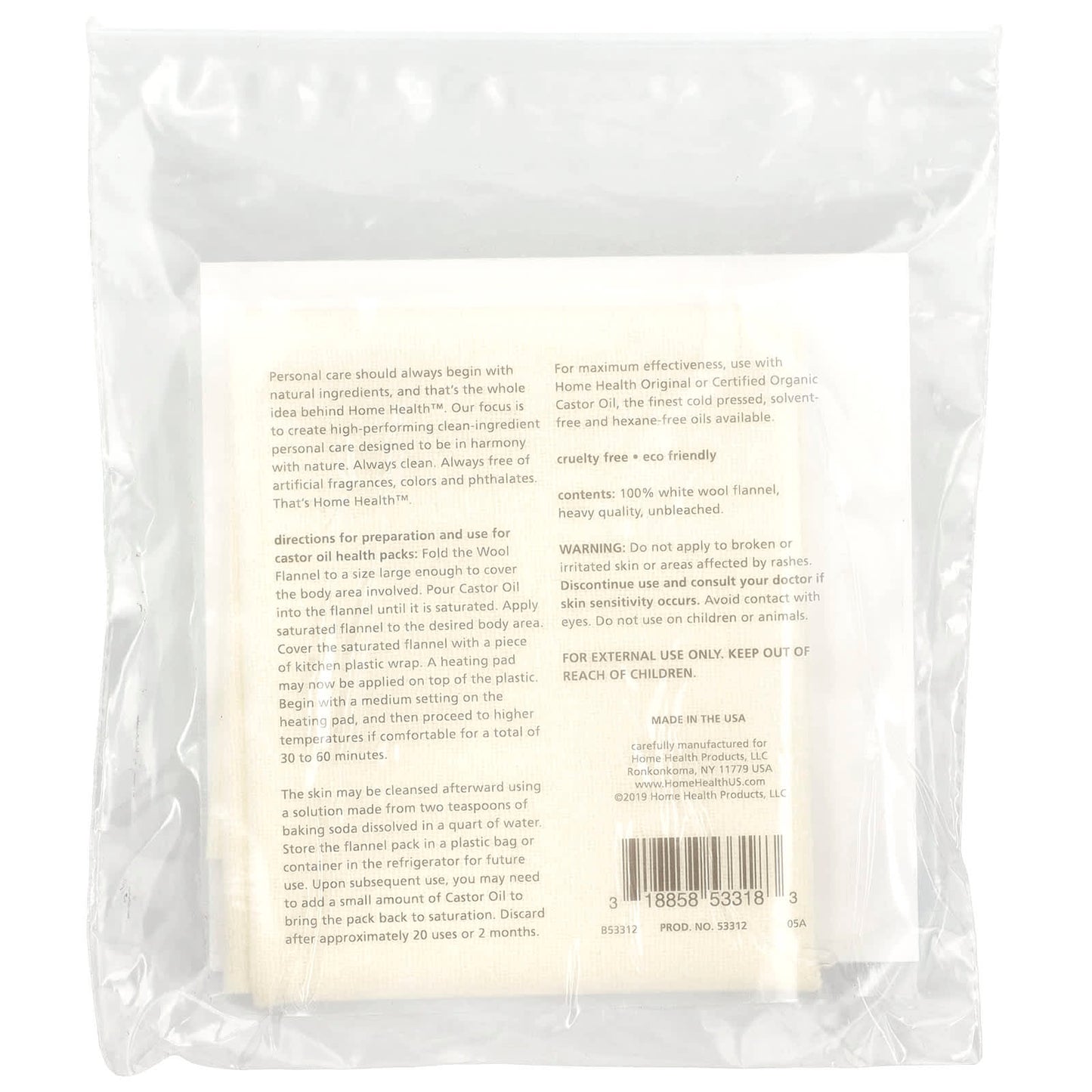 Castor Oil Health Pack for Pain Relief with Eco-Friendly White Wool Flannel - Image 2