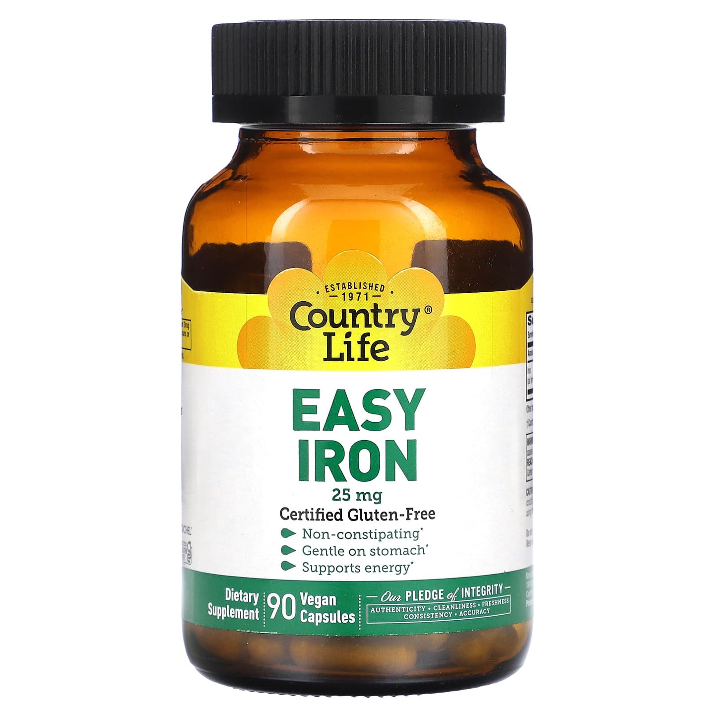 Country Life Ferrochel Iron Supplement, Non-Constipating, Vegan Capsules - Image 1