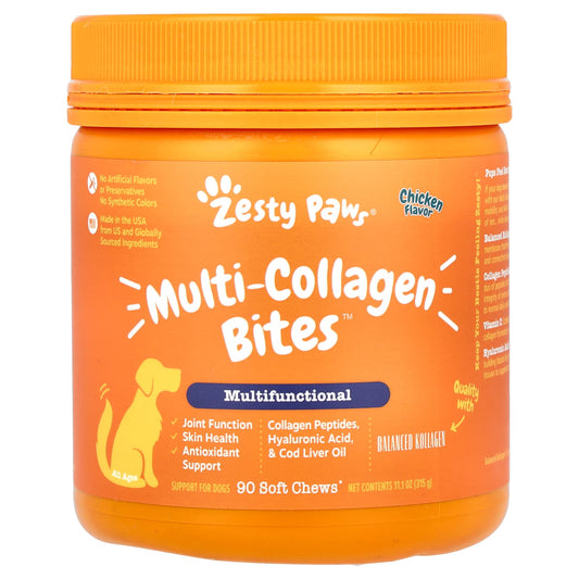 Zesty Paws, Multi-Collagen Bites™, Multifunctional, For Dogs, All Ages, Chicken, 90 Soft Chews - Image 1