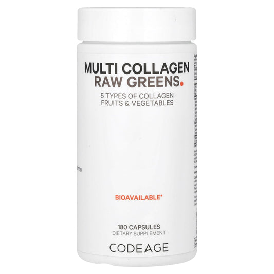 Codeage Multi Collagen Raw Greens Supplement, 180 Capsules, Grass-Fed & Non-GMO - Image 1