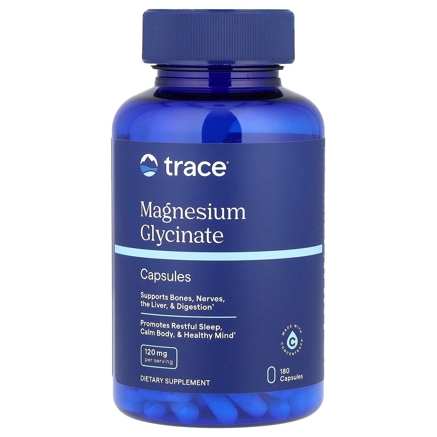 Trace, Magnesium Glycinate, 120 mg, 180 Capsules - Image 1