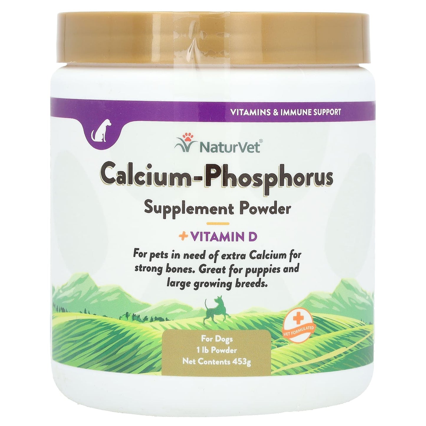 NaturVet, Calcium-Phosphorus + Vitamin D, For Dogs, 1 lb (453 g) - Image 1