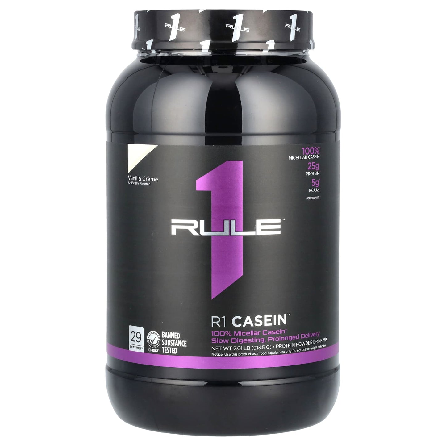 Rule One Proteins, R1 Casein, Protein Powder Drink Mix, Vanilla Creme, 2.01 lbs (913.5 g) - Image 1