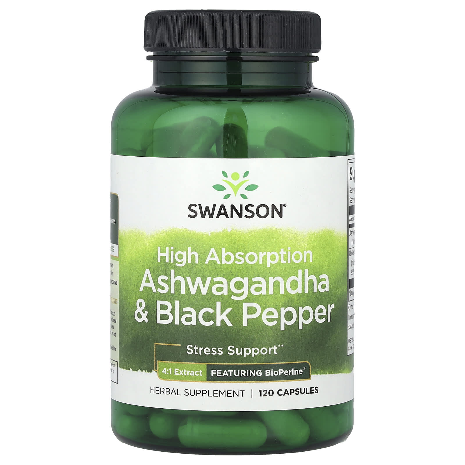 Swanson, High Absorption Ashwagandha & Black Pepper, 120 Capsules - Image 1