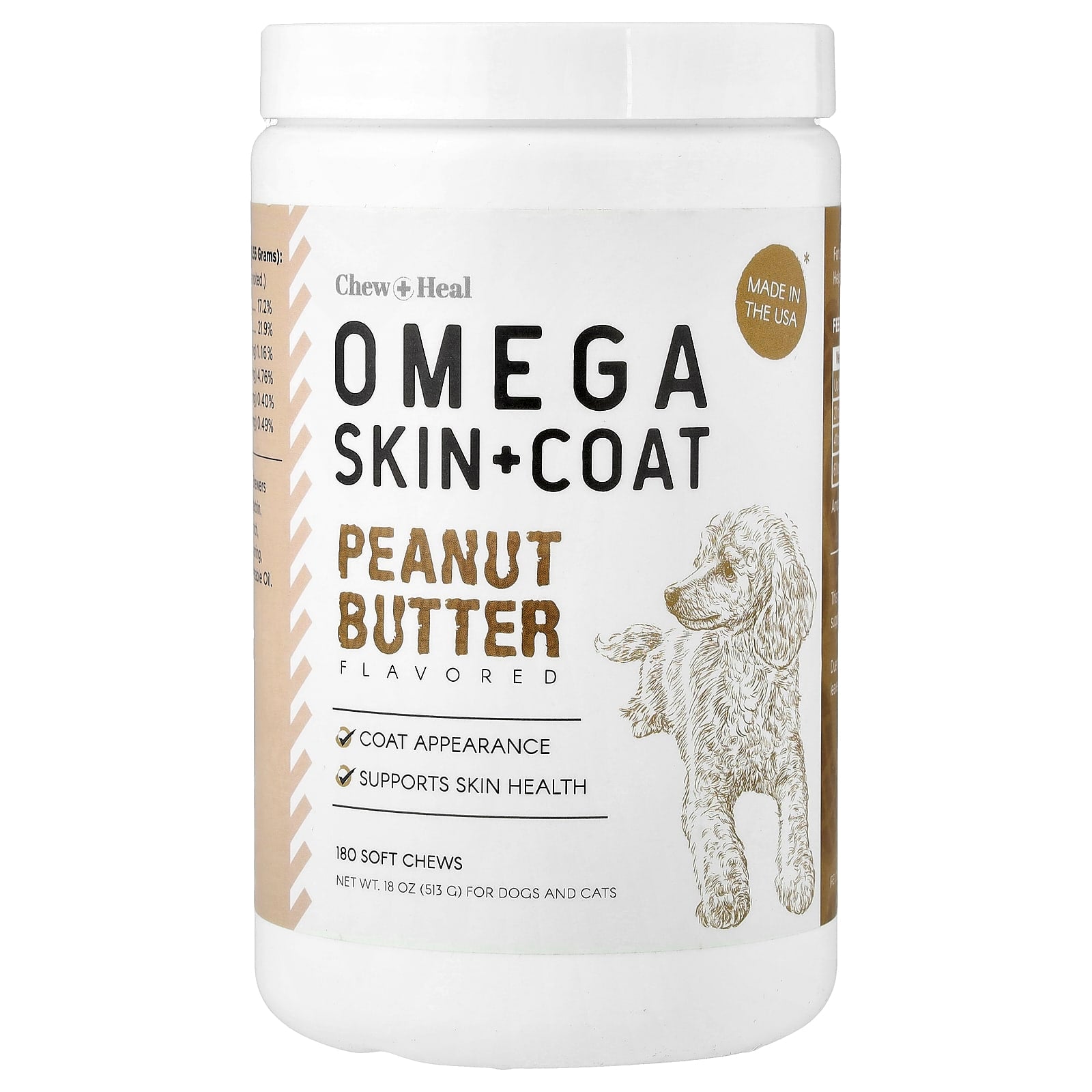 Peanut Butter Omega Skin & Coat Supplement for Dogs & Cats - Image 1