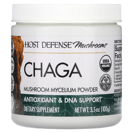 Host Defense Chaga Mushroom Mycelium Powder, USDA Organic, 3.5 oz (100g) - Image 1
