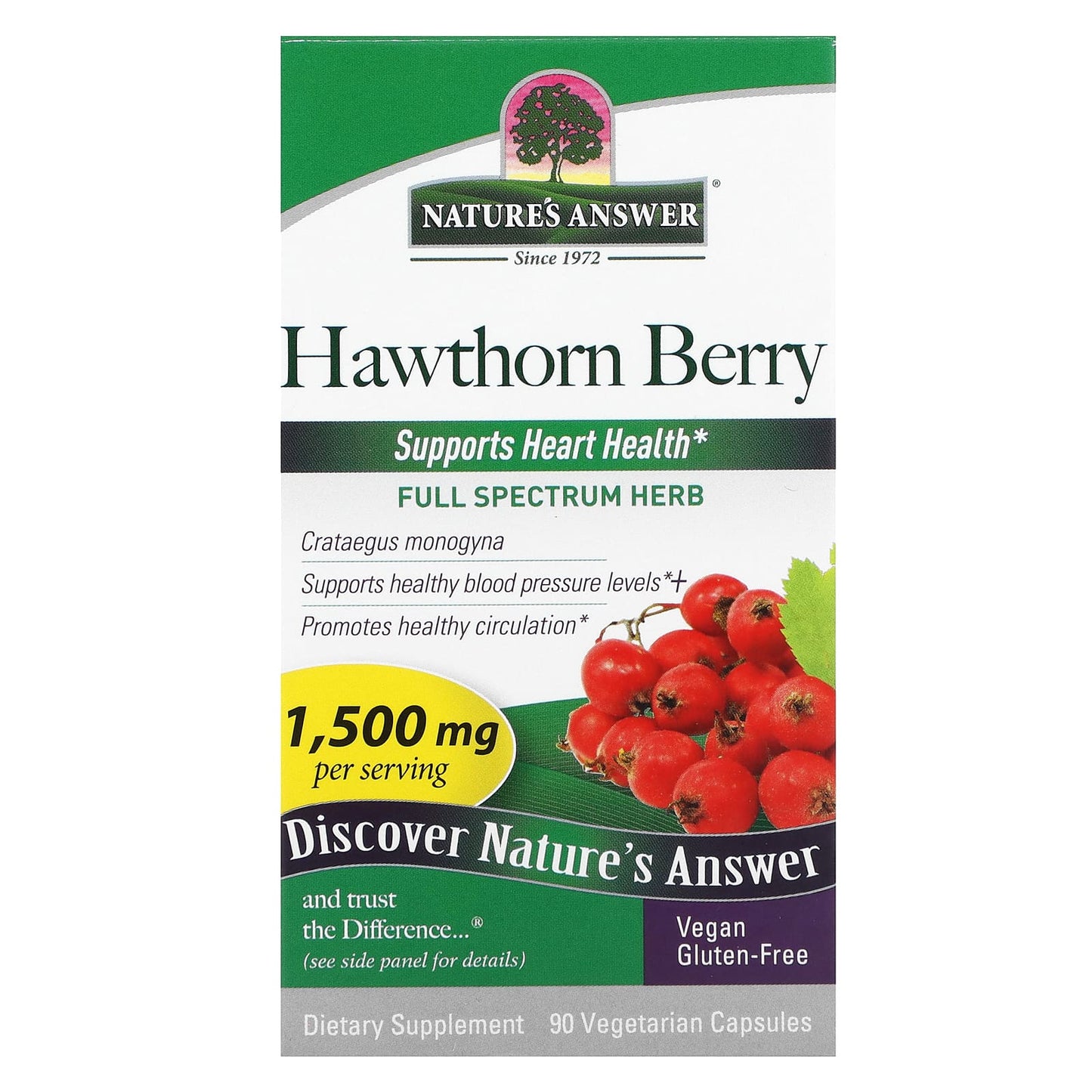 Nature's Answer, Hawthorn Berry, 90 Vegetarian Capsules (500 mg per Capsule) - Image 1
