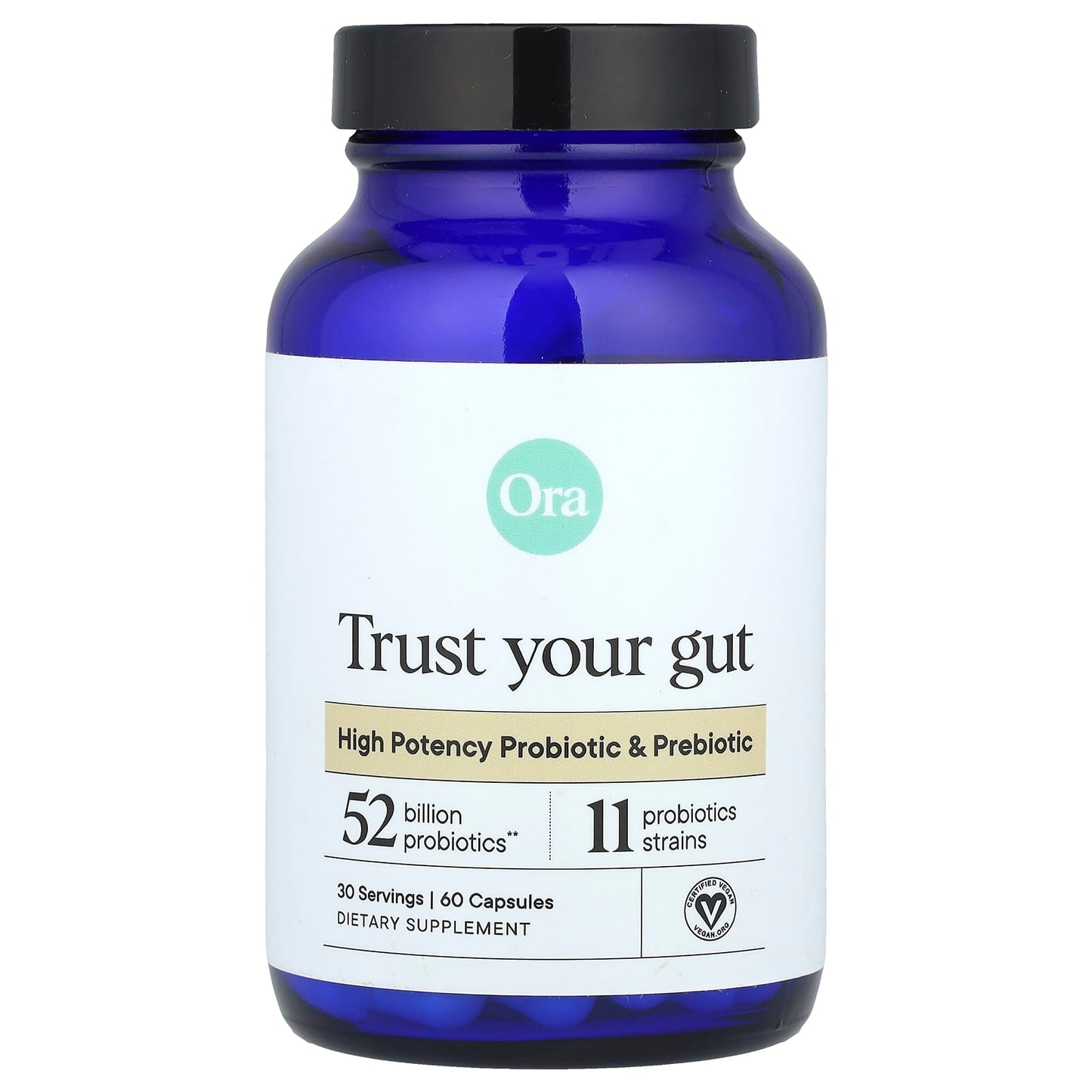 Ora, Trust Your Gut, High Potency Probiotic & Prebiotic, 60 Capsules - Image 1