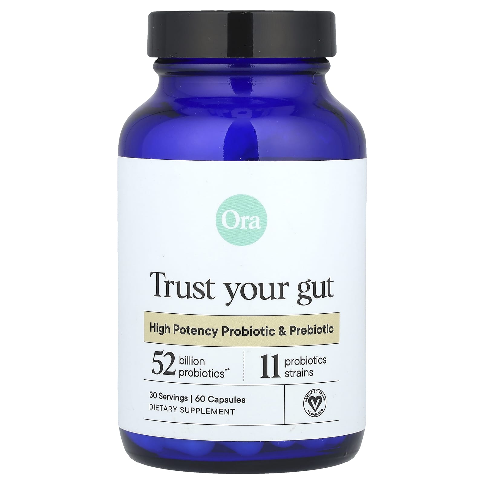 Ora, Trust Your Gut, High Potency Probiotic & Prebiotic, 60 Capsules - Image 1