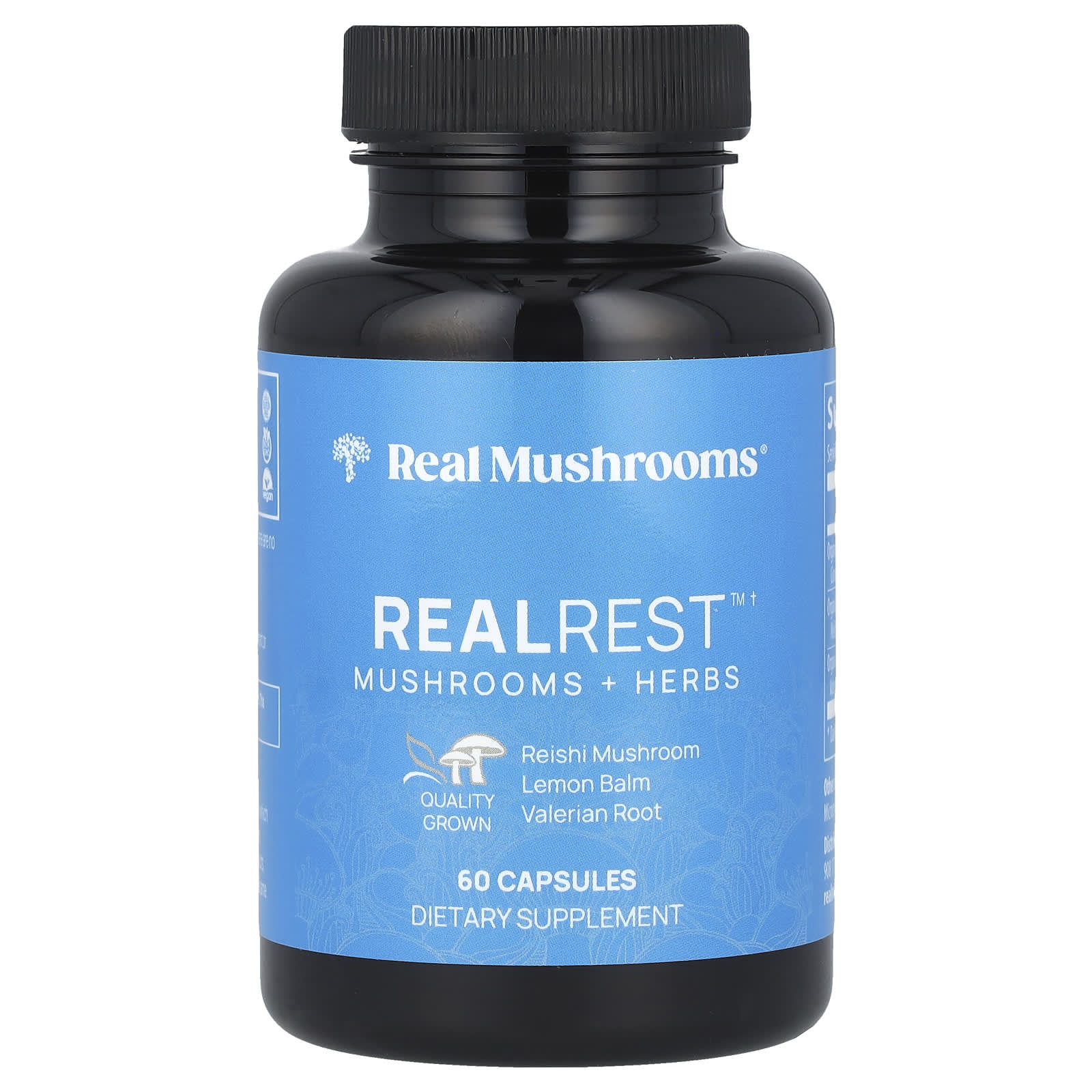 Real Mushrooms, RealRest™, Mushrooms + Herbs, 60 Capsules - Image 1
