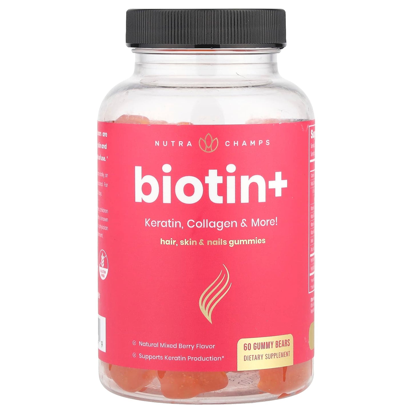 NutraChamps, Biotin+, Mixed Berry, 60 Gummy Bears - Image 1