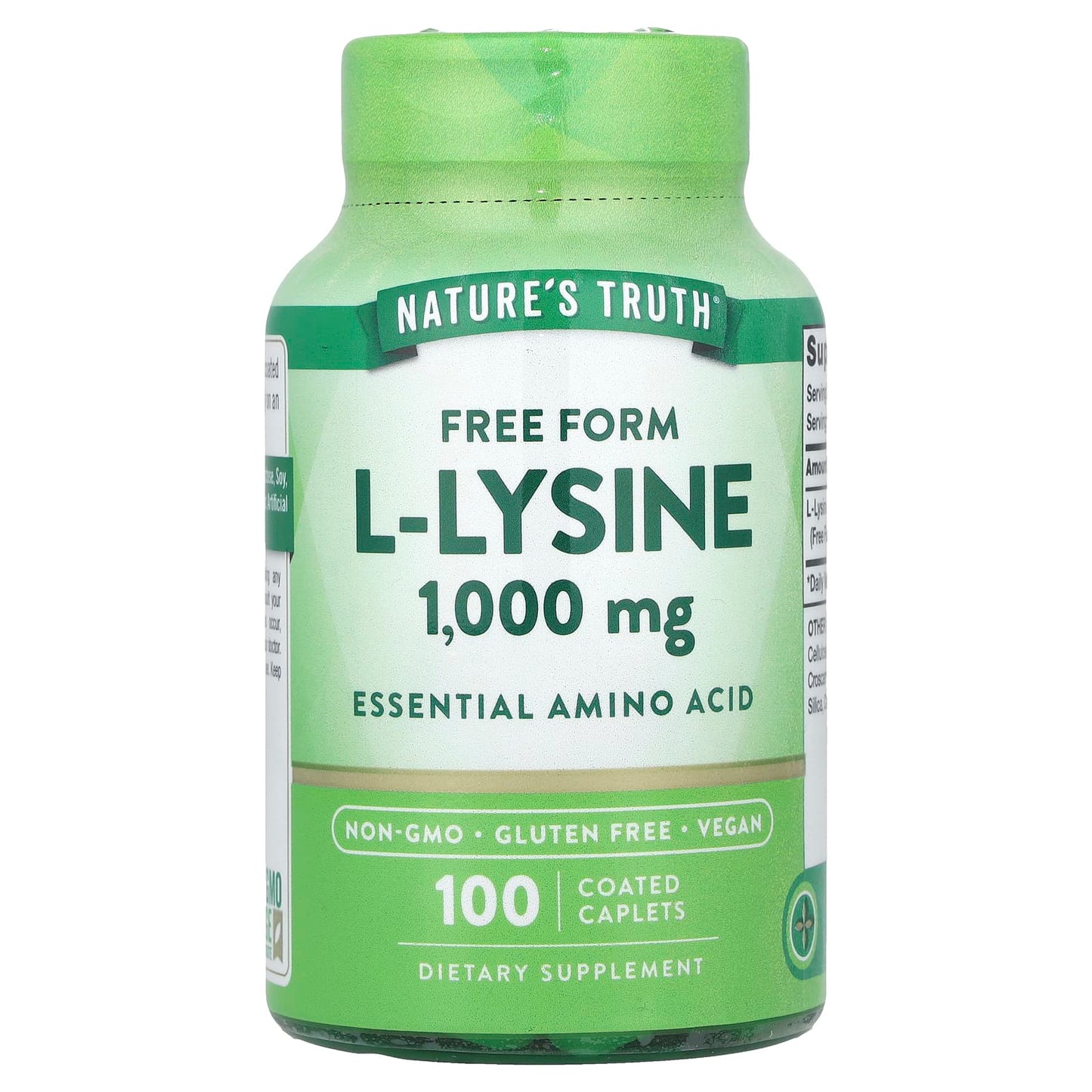 Nature's Truth, L-Lysine, 1,000 mg, 100 Coated Caplets - Image 1