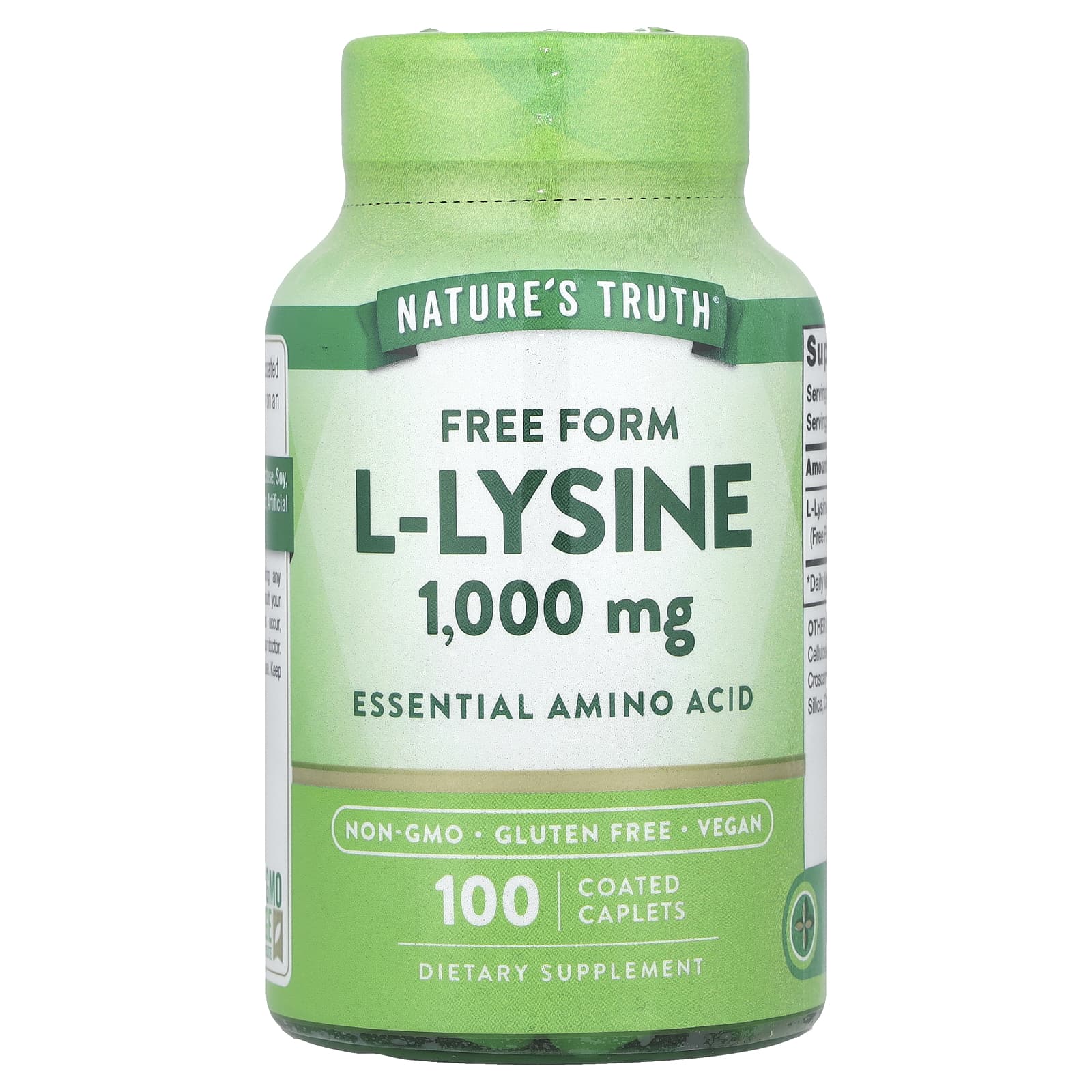 Nature's Truth, L-Lysine, 1,000 mg, 100 Coated Caplets - Image 1