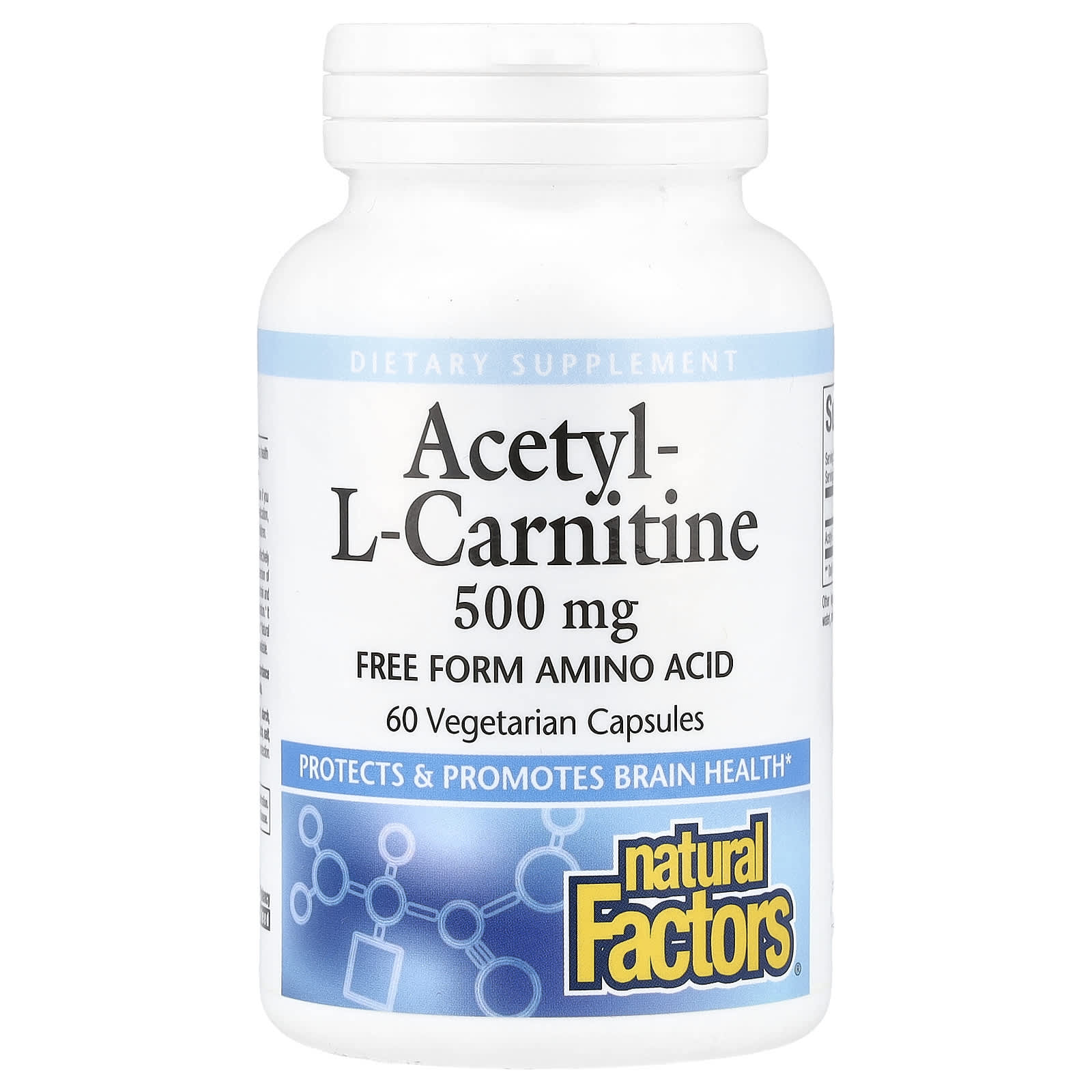 Natural Factors, Acetyl-L-Carnitine, 500 mg, 60 Vegetarian Capsules - Image 1