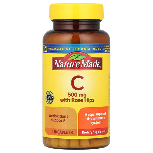 Nature Made, Vitamin C with Rose Hips, 500 mg, 130 Caplets - Image 1