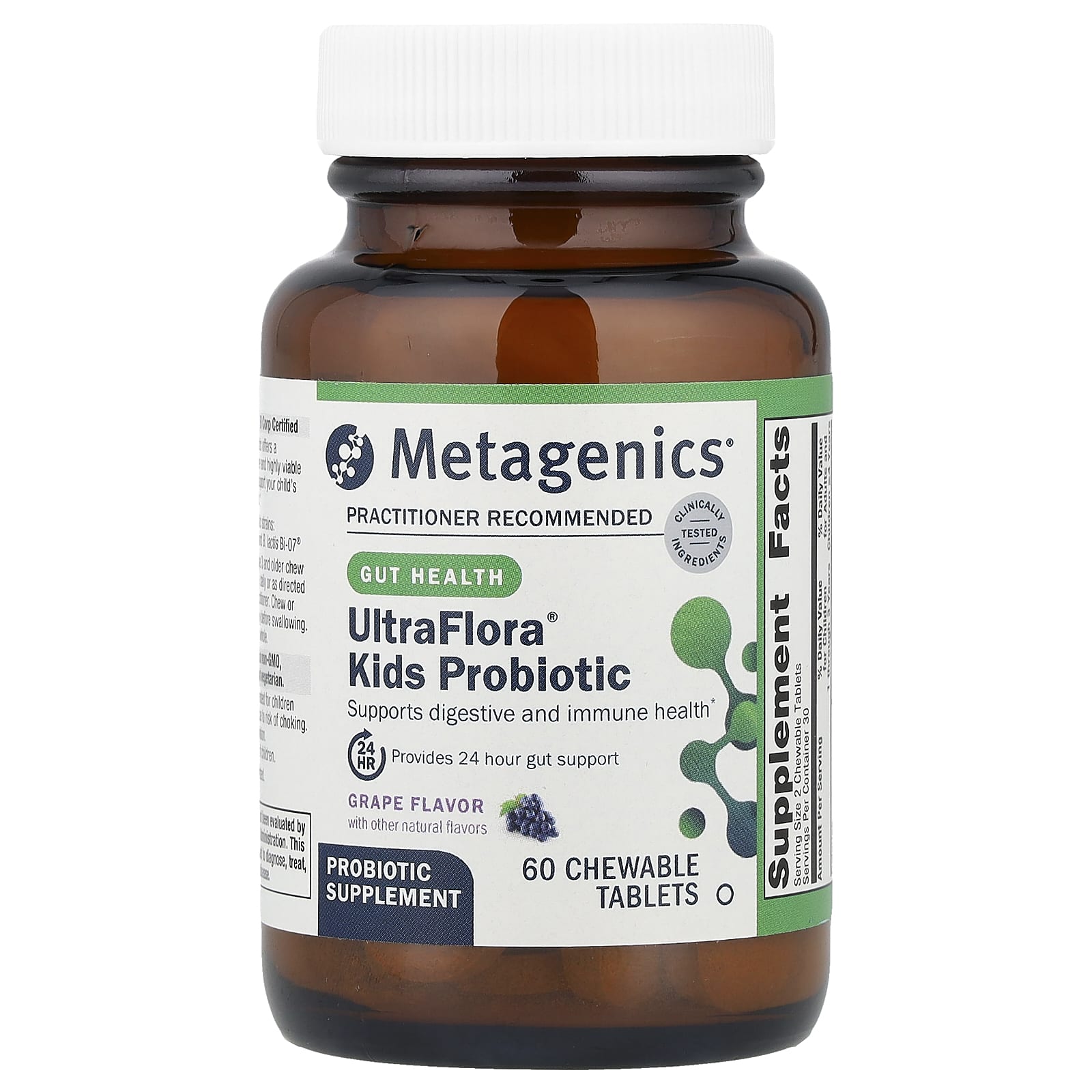 Metagenics, UltraFlora® Kids Probiotic, Grape, 60 Chewable Tablets - Image 1