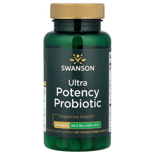 Swanson, Ultra Potency Probiotic, 66.5 Billion CFU, 60 Vegan EMBO Caps® AP