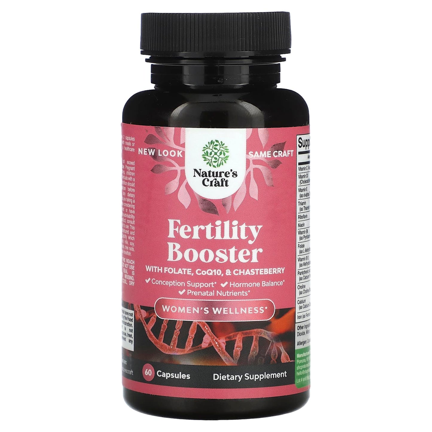 Nature's Craft, Women's Wellness, Fertility Booster with Folate, CoQ10, & Chasteberry, 60 Capsules - Image 1