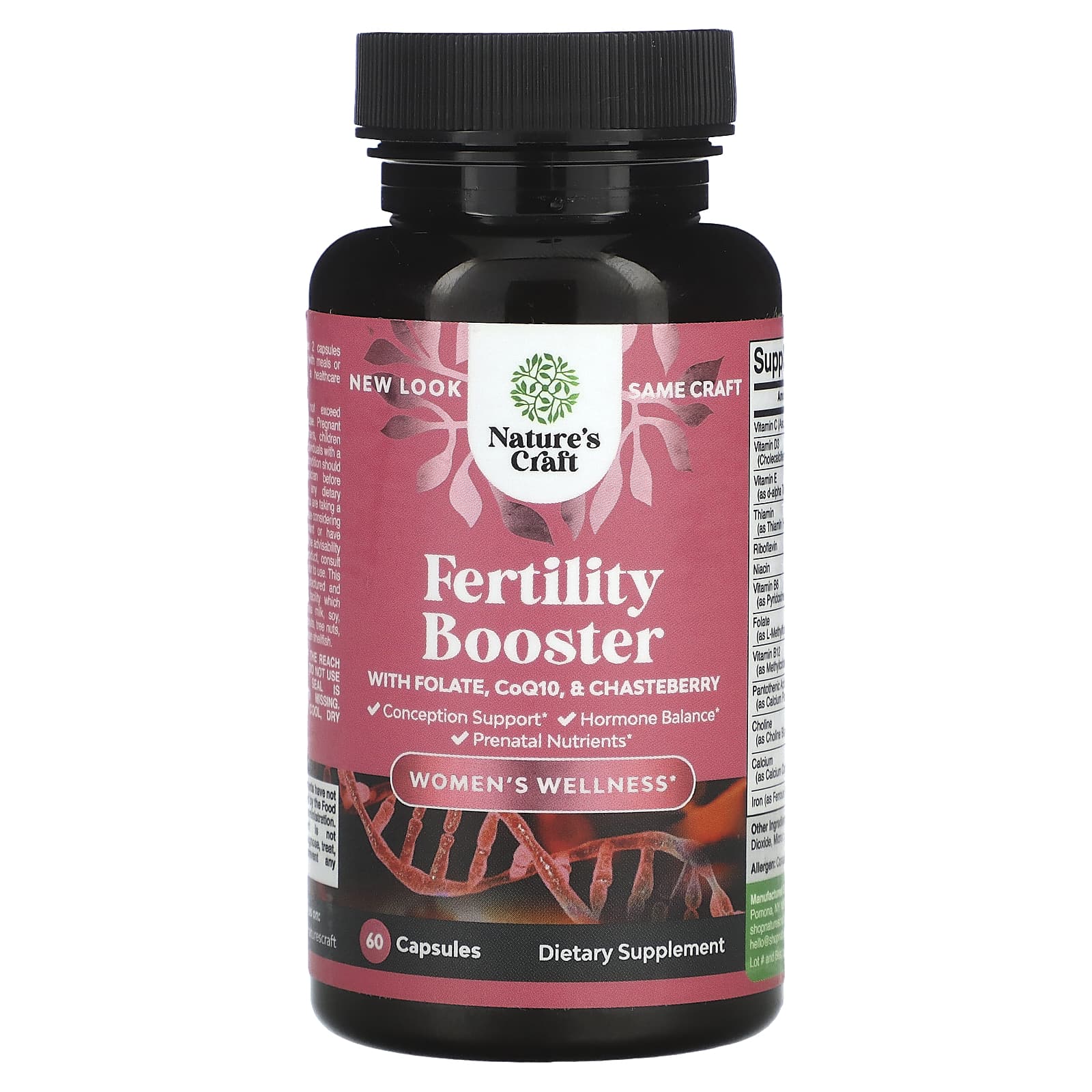 Nature's Craft, Women's Wellness, Fertility Booster with Folate, CoQ10, & Chasteberry, 60 Capsules - Image 1