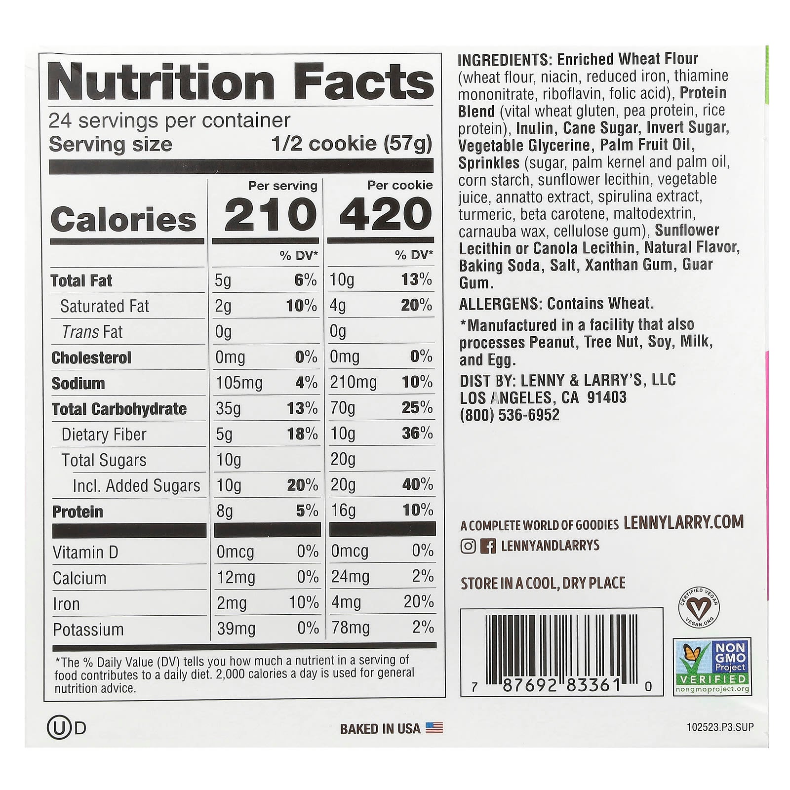 Lenny & Larry's, The Complete Cookie®, Birthday Cake, 12 Cookies, 4 oz (113 g) Each - Image 2