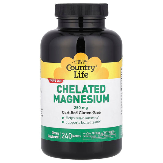 Country Life Chelated Magnesium 250mg for Relaxation & Bone Health - Image 1