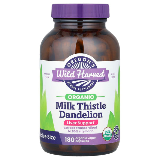 Oregon's Wild Harvest, Organic Milk Thistle Dandelion, 180 Vegan Capsules - Image 1