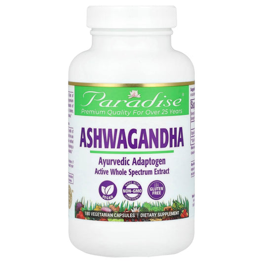 Paradise Herbs, Ashwagandha, 250 mg, 180 Vegetarian Capsules - Image 1