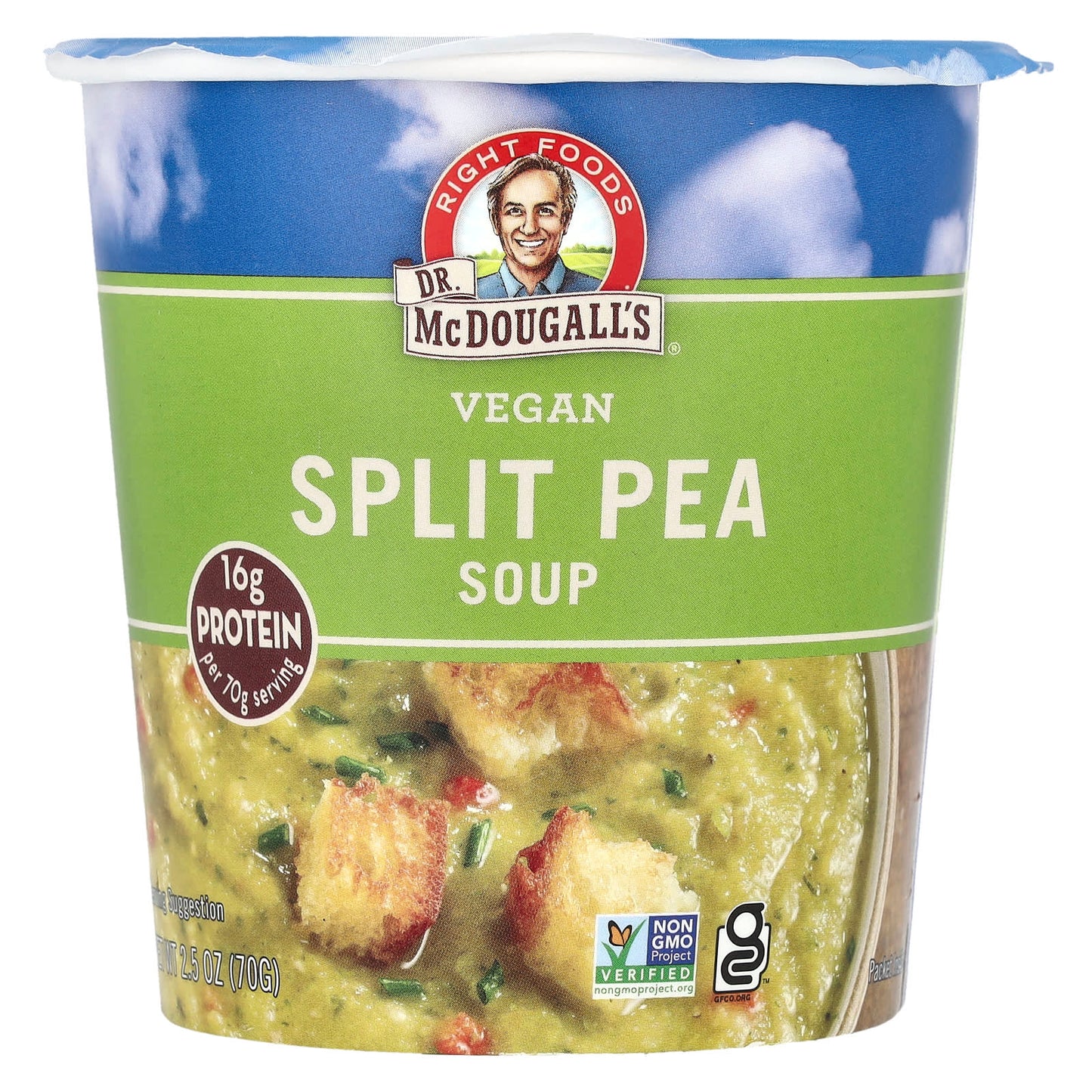 Dr. McDougall's Vegan Split Pea Soup, 16g Protein Per 70g Serving - Image 1