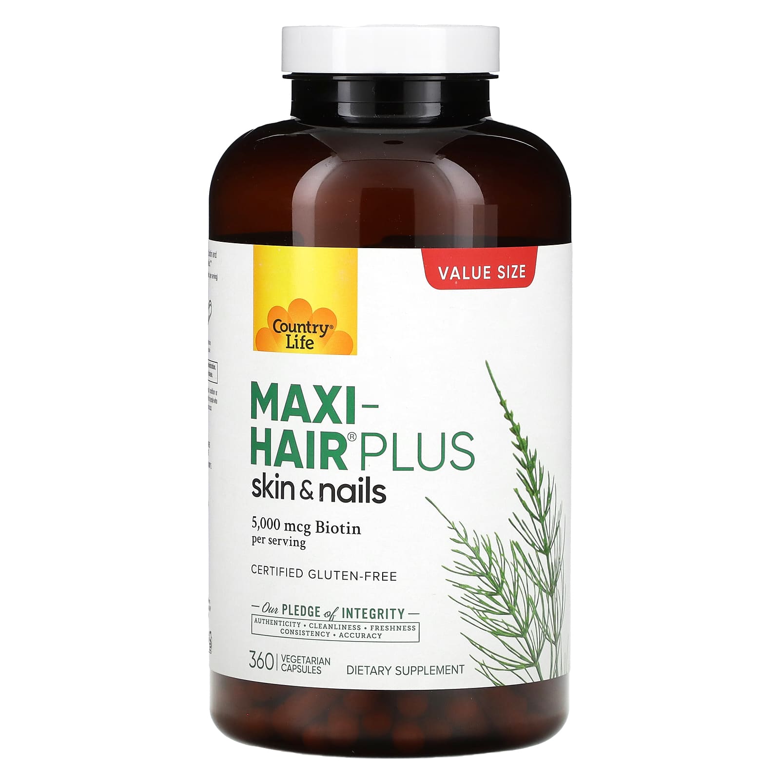 Country Life Maxi-Hair Plus 360 Vegetarian Capsules for Hair, Skin & Nails - Image 1