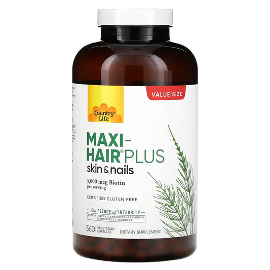 Country Life Maxi-Hair Plus 360 Vegetarian Capsules for Hair, Skin & Nails - Image 1