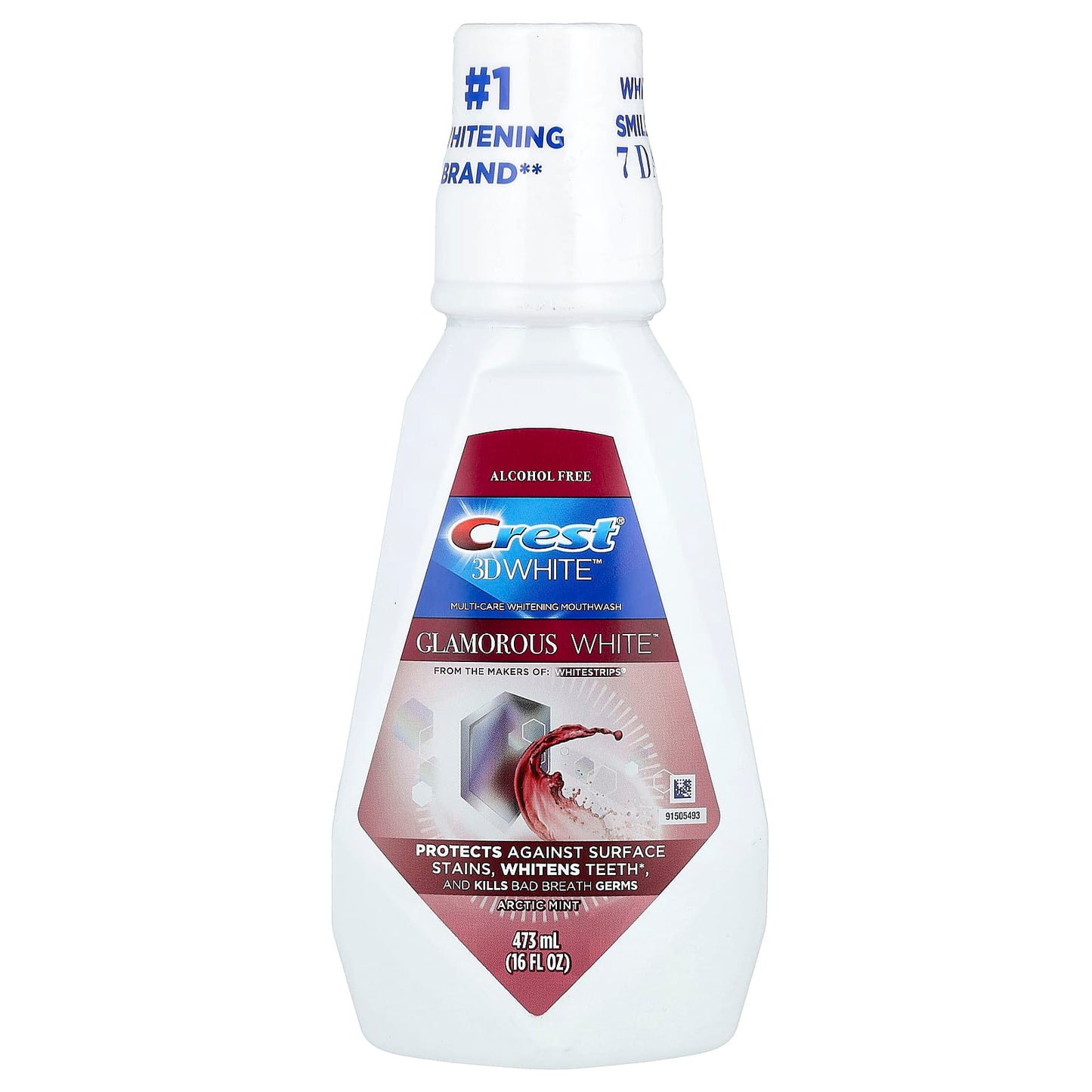 Get Whiter Teeth with Crest 3D White Multi-Care Whitening Mouthwash, 16 fl oz - Image 1
